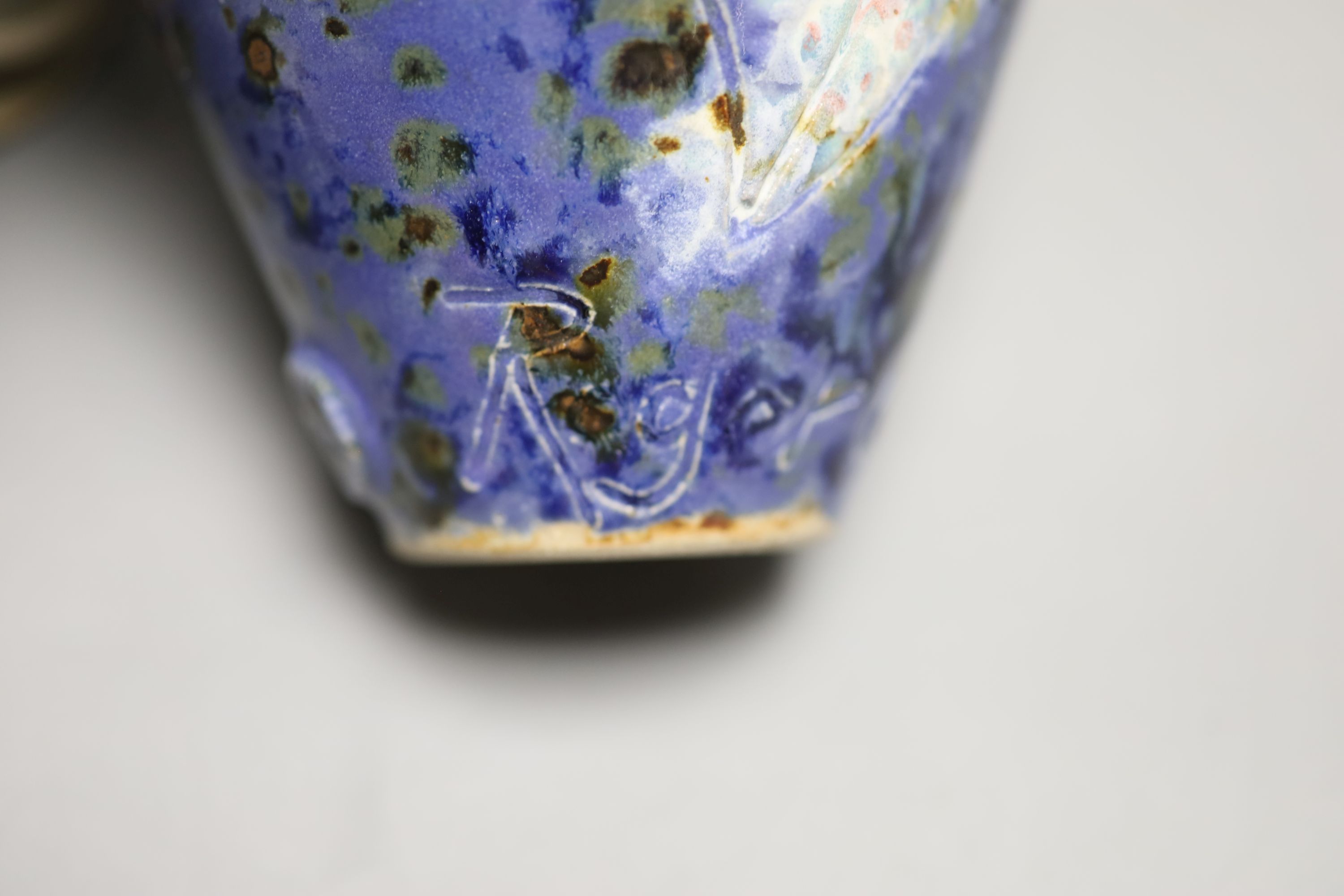 Roger Cockfan pottery fish vase and cover, height 29cm